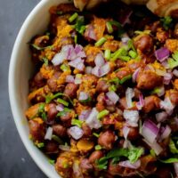 Ghugni Chaat Bowl (curried yellow peas, crispy toppings)